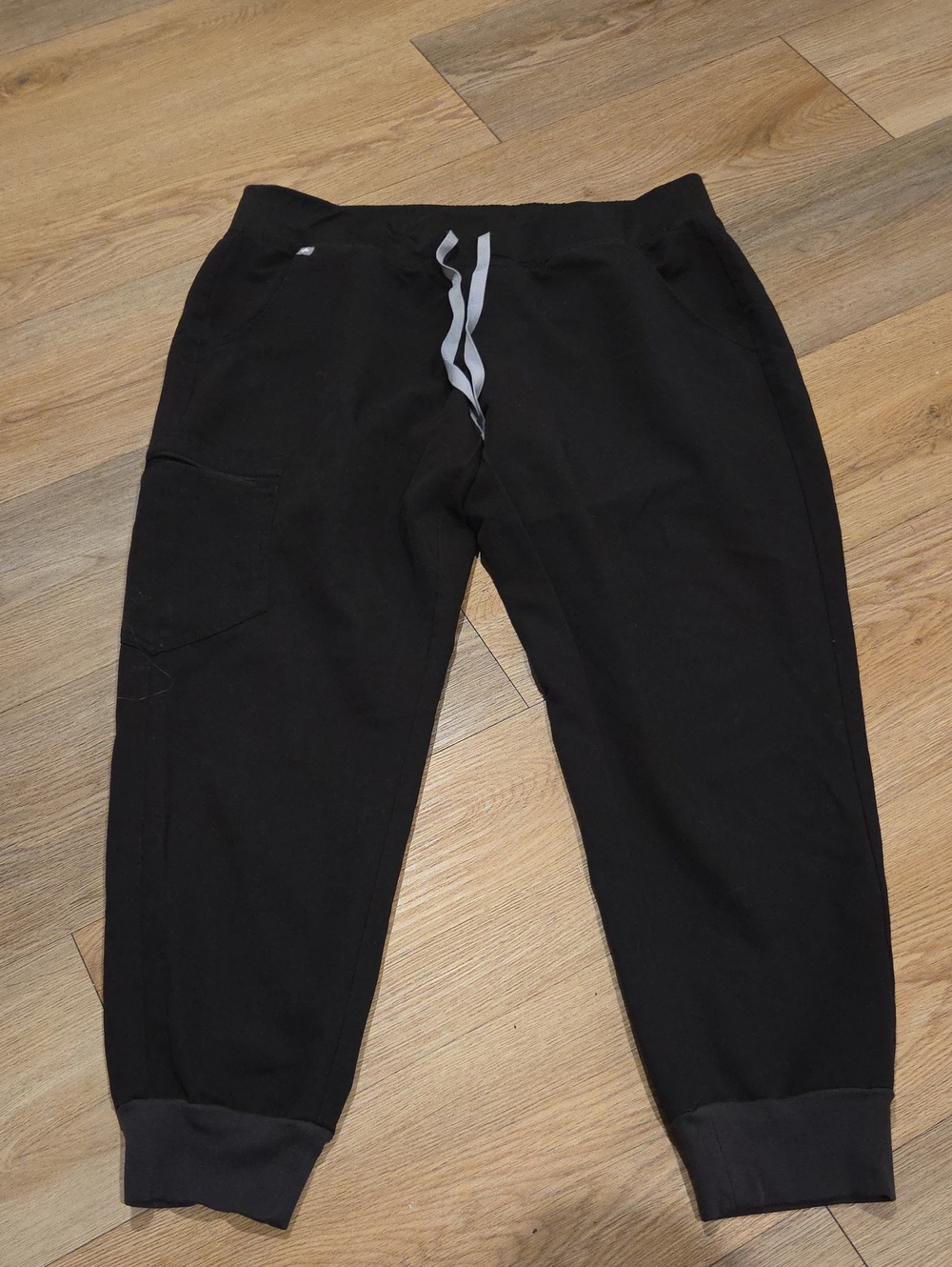 Figs Black Jogger Pants with Gray Drawstring